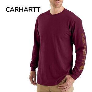 CARHARTT Men's Burgundy Long Sleeve Tee | Medium